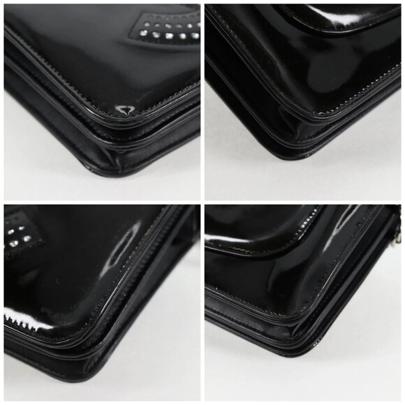 CHANEL Chain Shoulder Bag Enamel Black CC Auth - Picture 15 of 16